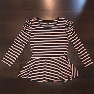 Pink & Blue Peplum Shirt